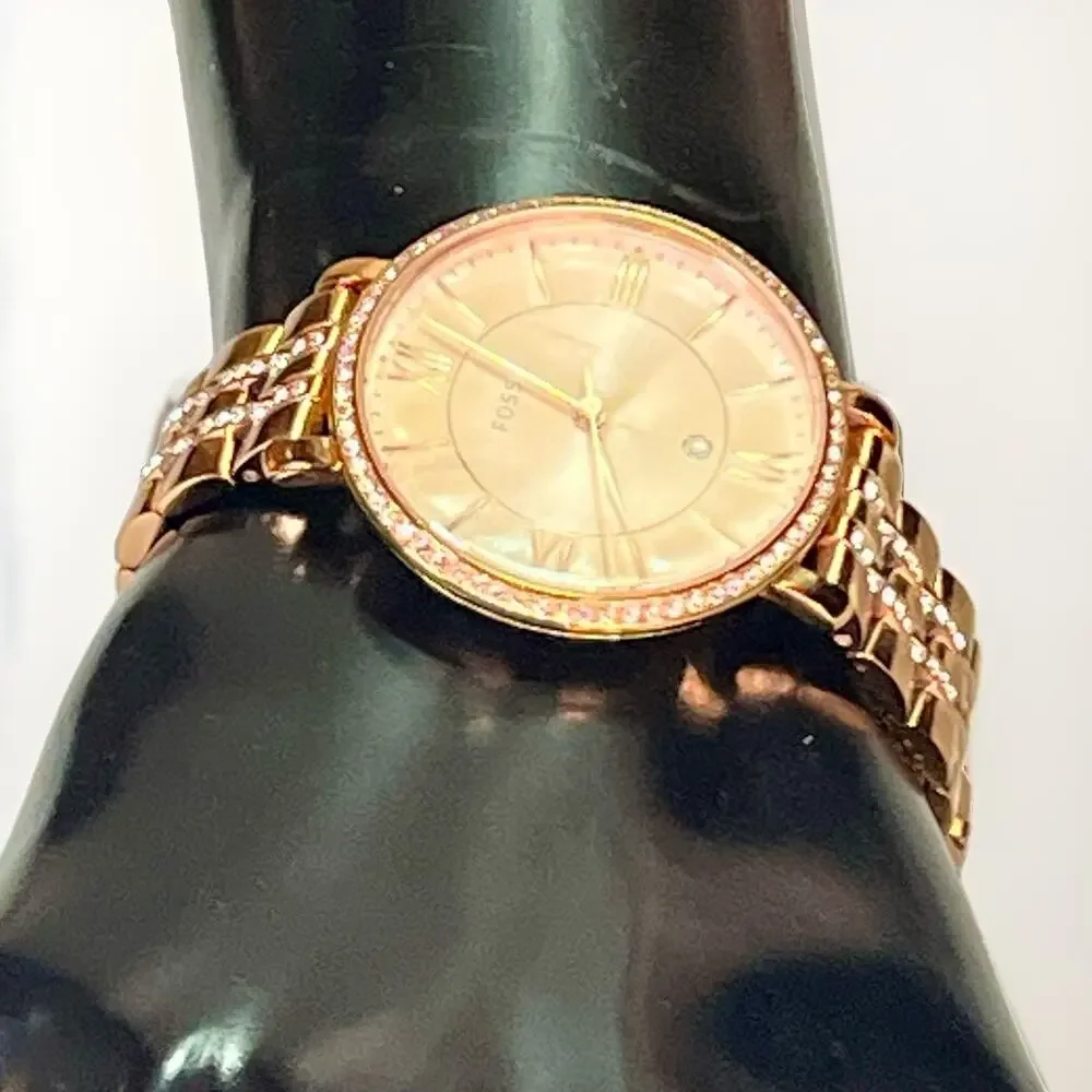 Fossil Jacqueline ES3546 Women’s Rose Gold Crystal Quartz Watch 36mm Date